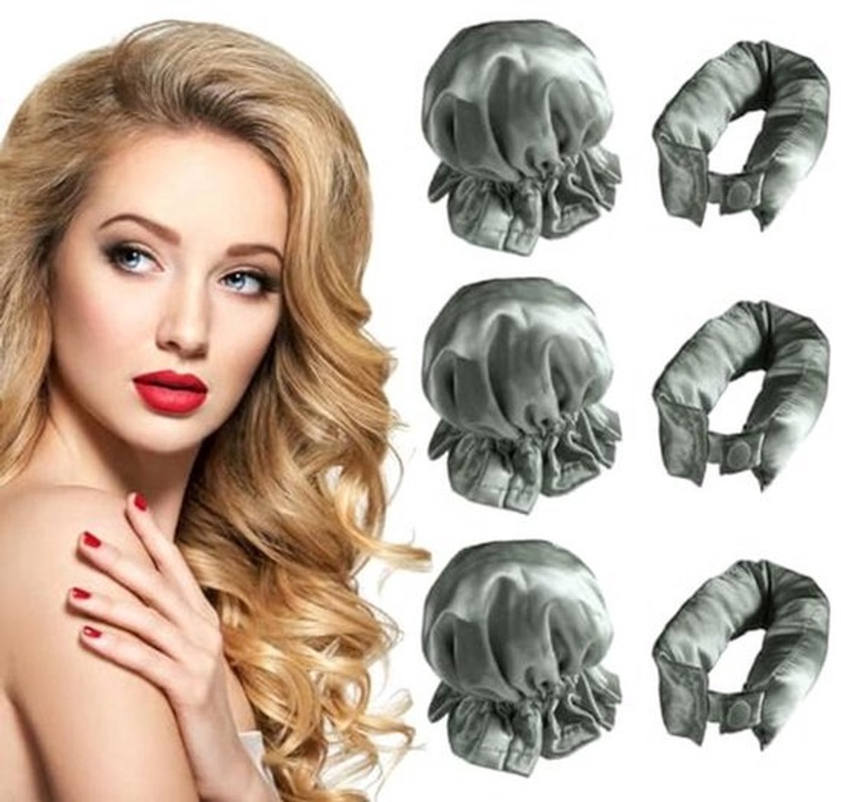 Hittevrije Krulspelden Set voor Perfecte Krullen, 3 Stuks Satijn Zijde, Ideaal voor Kort en Lang Haar