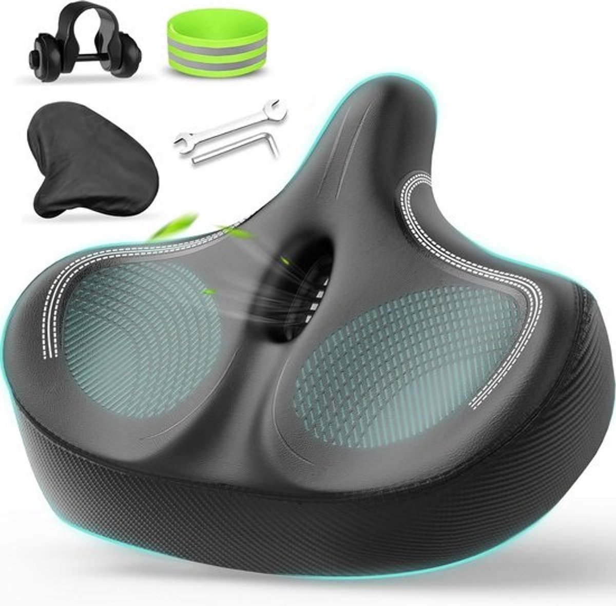 Extra Groot Fietszadel voor Dames en Heren, Comfortabel Breed Zadel voor Hometrainer en Racefiets