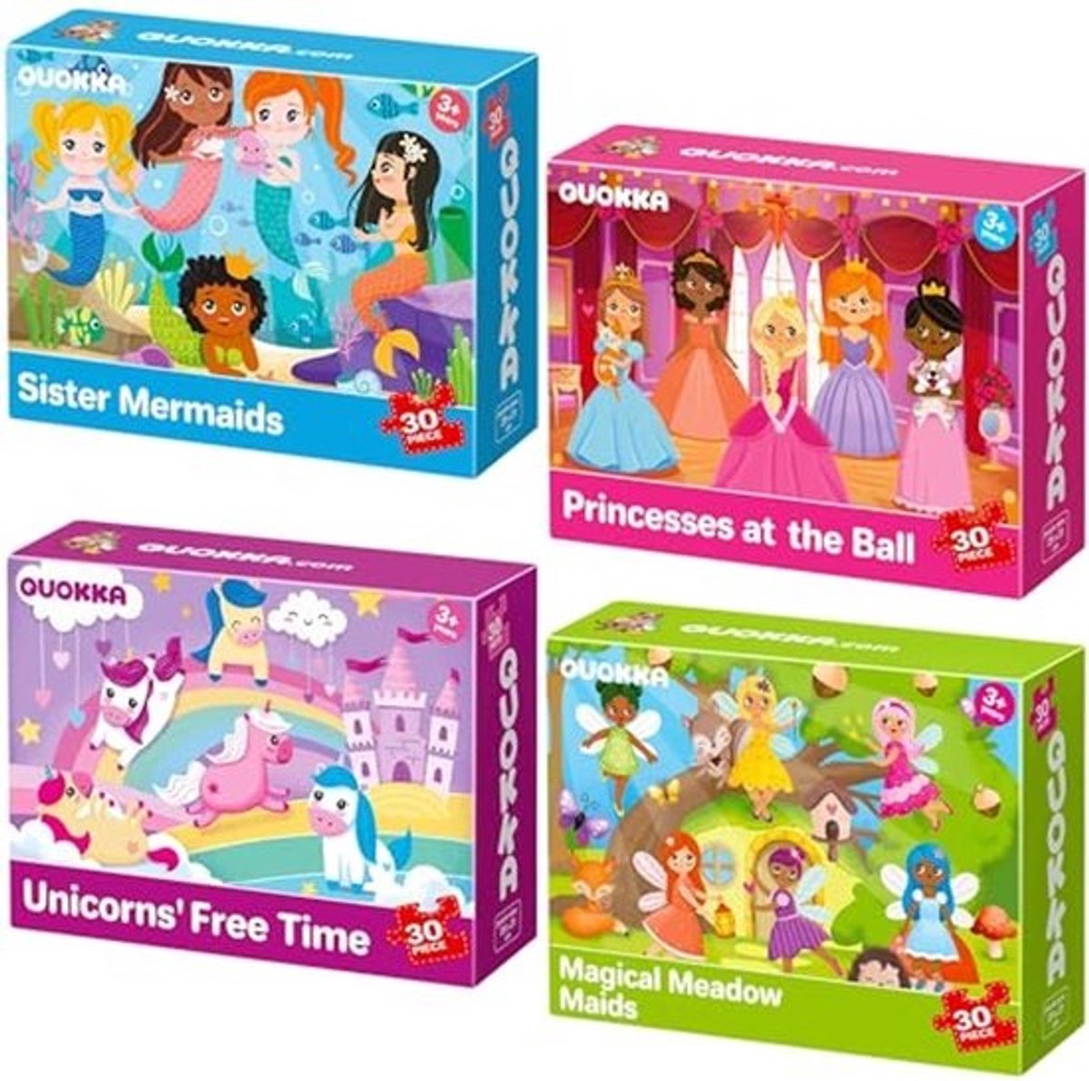 Kleurige Kinderpuzzles van 30 Stukjes - Educatief Speelgoed voor Jongens en Meisjes van 3 tot 4 Jaar - Thema's: Zeemeerminnen, Prinsessen en Eenhoorns - Perfect Cadeauspeelgoed