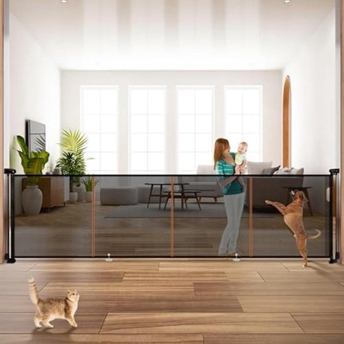 Intrekbare Babyhekken 406,4 cm - Extra Hoog 106,7 cm - Versterkt Ontwerp voor Veiligheid