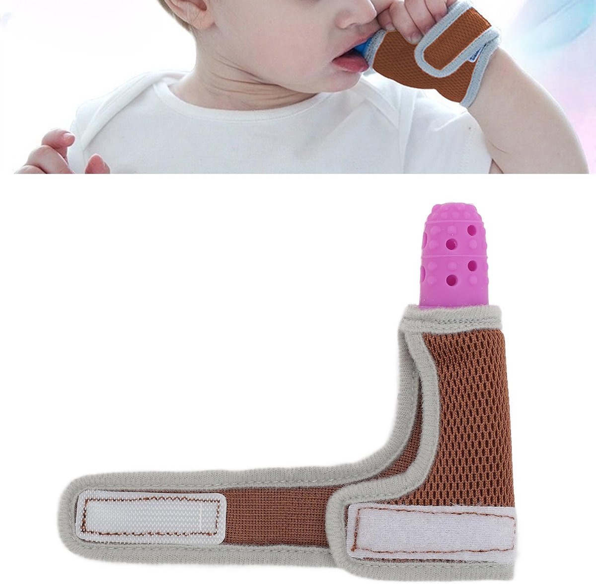 Duimzuigstop voor Kinderen, Siliconen Vingerbeschermer, Ademend Gaas, Verstelbare Duimzuigbehandeling, 7M10Y, Blauw - ShopVlot