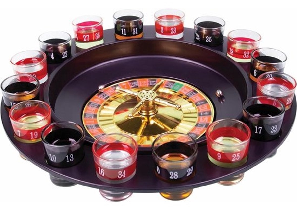 Shotjes Roulette Spel - Drinkspel met Draaiwiel en Glazen