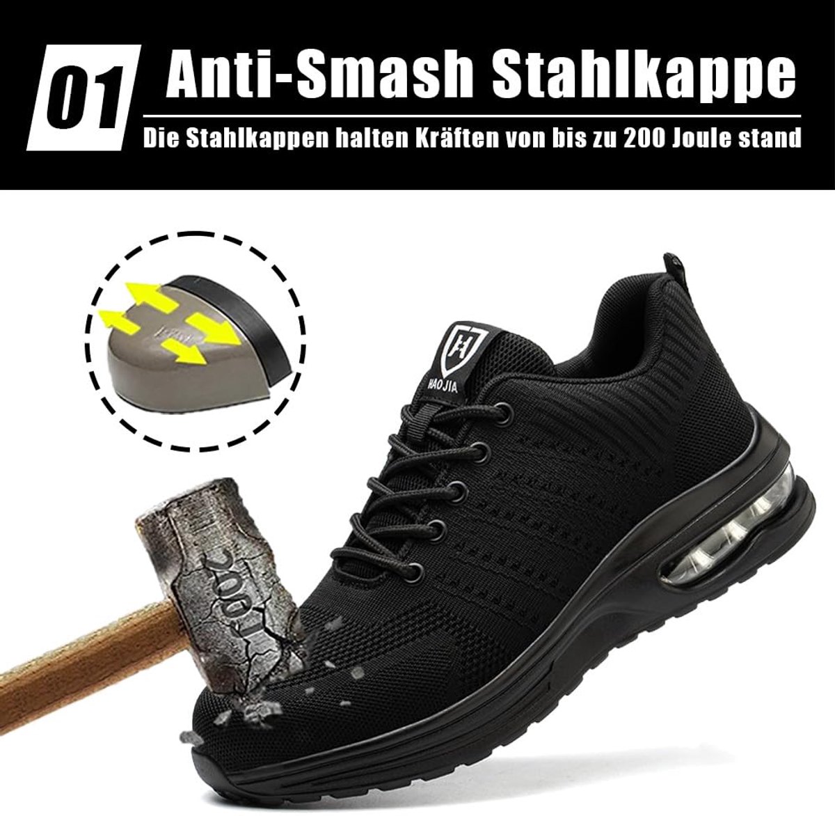 Veiligheidsschoenen Heren Dames Lichtgewicht Ademend Werkschoenen Antislip Sportief Beschermende Schoenen met Stalen - ShopVlot