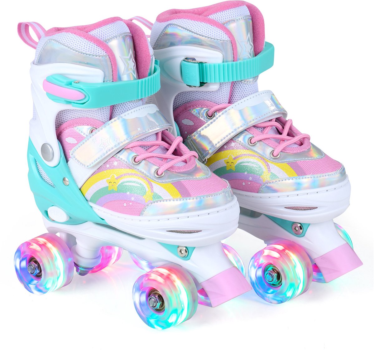 SureDeal® - Sportspeelgoed - Rolschaatsen Kinderrolschaatsen - Verstelbare Maten - LED verlichtingswielen Quad - 30x11x24 cm - Roze