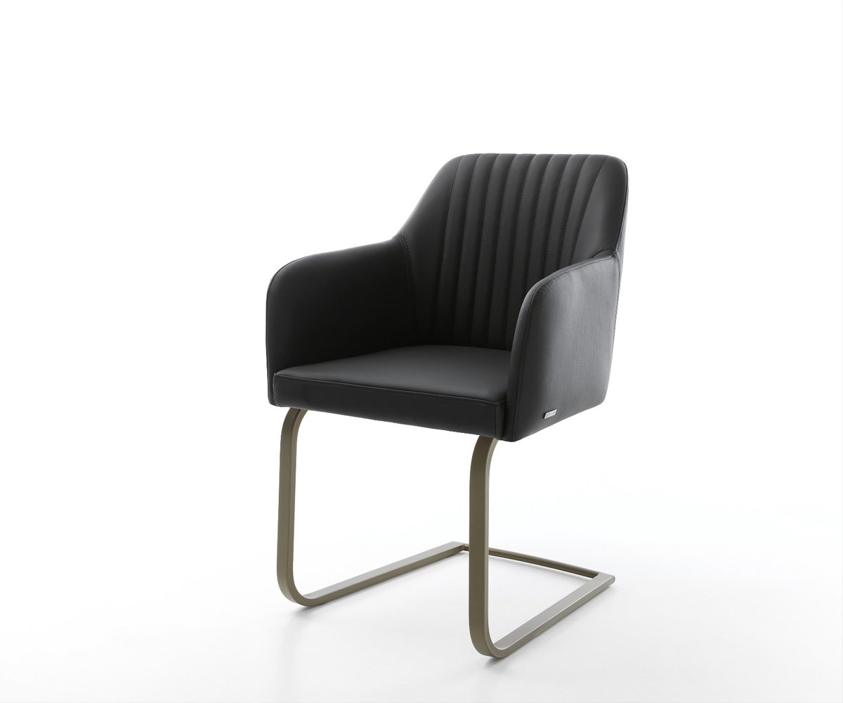 Sledestoel Greg-Flex sledemodel vlak afwerking met titanium echt leer zwart pocketveer kern