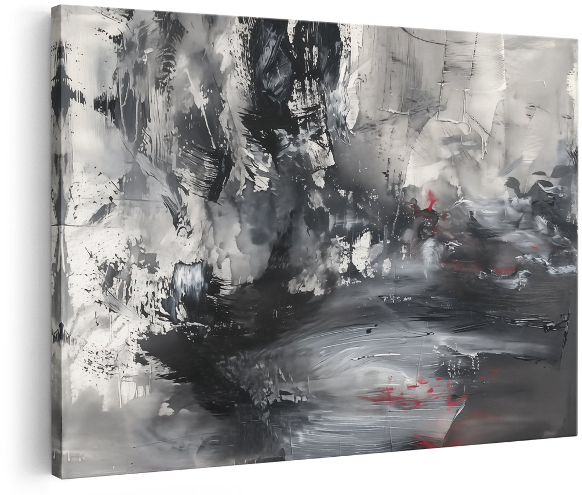 Artaza Canvas Schilderij Abstract Kunstwerk in Zwart en Wit - 180x120 cm - Groot - Wanddecoratie Woonkamer - Schilderijen - Muurdecoratie
