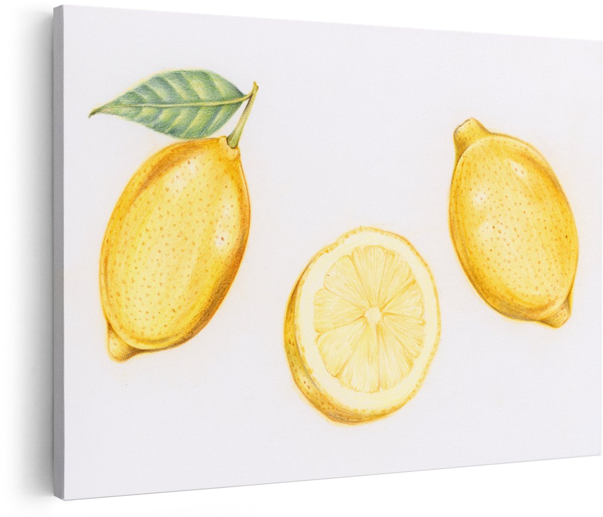Artaza Canvas Schilderij Citroen - 180x120 cm - Groot - Wanddecoratie Keuken - Muurdecoratie Botanisch - Decoratie Fruit - Geel