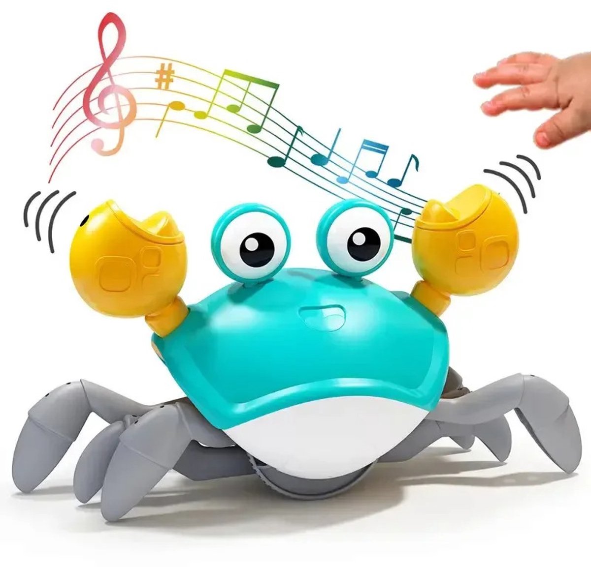 Kruipend krab-speelgoed voor kinderen – Dansende en kruipende babyspeeltjes, elektronisch bewegend speelgoed; leuk, interactief en educatief speelgoed voor de vroege ontwikkeling van baby's en peuters (3-5 jaar) – Blauw