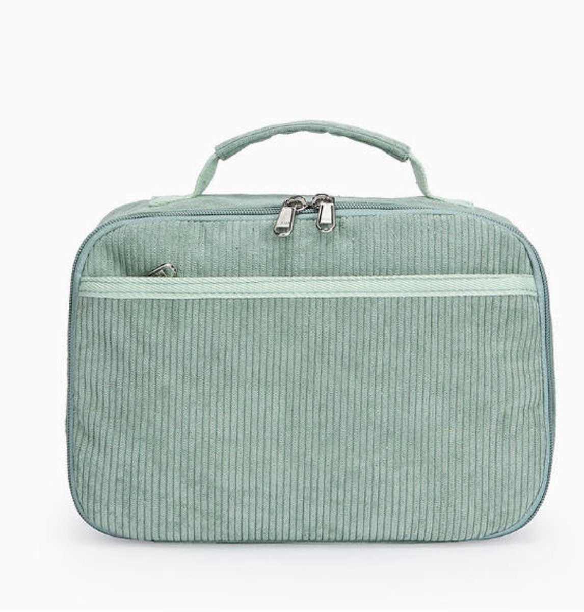 Geïsoleerde lunchtas – gemaakt van corduroy, lekvrij ontwerp, geschikt voor school en op reis-25*18cm，Groen