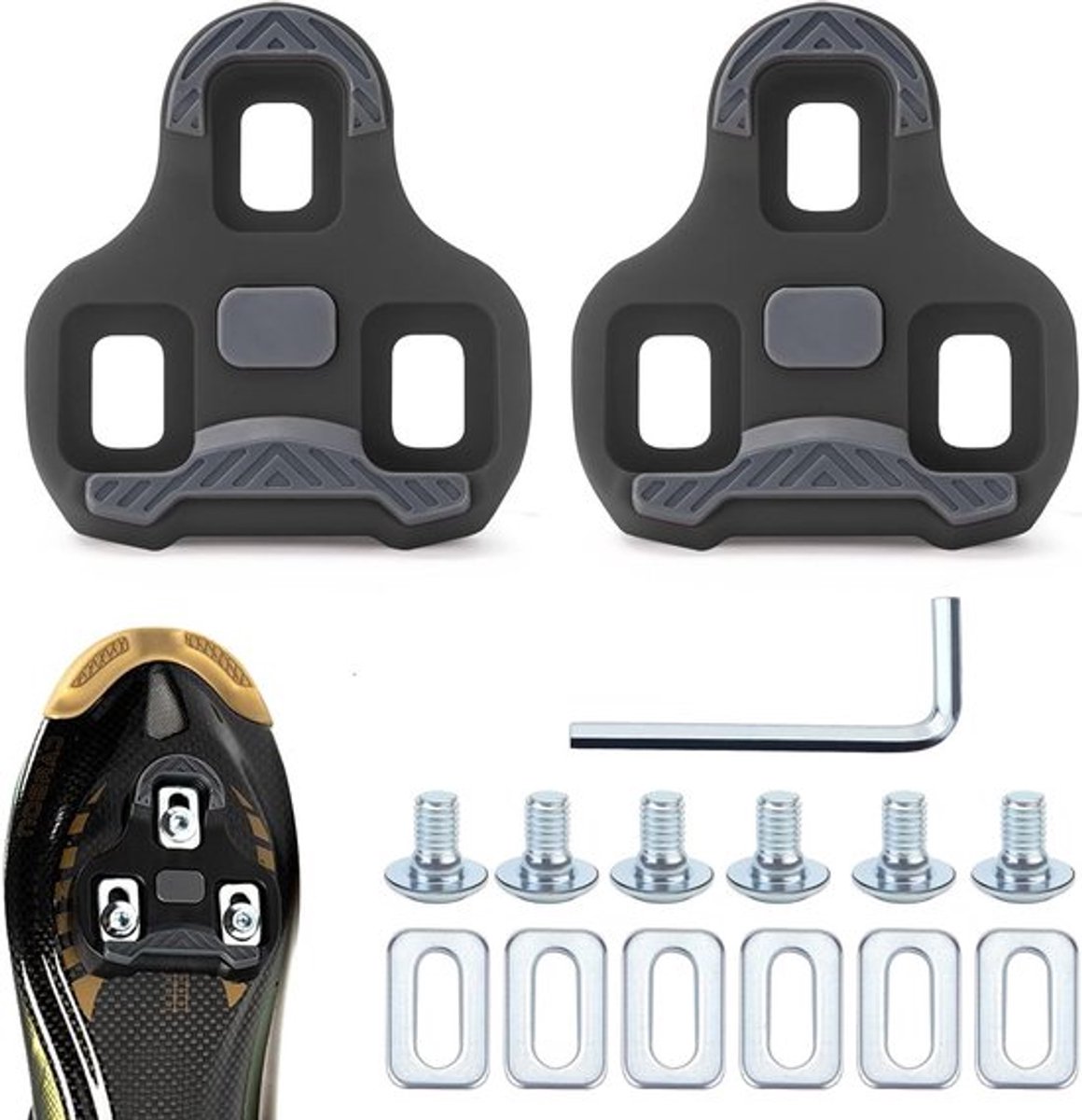 Pedalen Cleats Set voor Racefiets en MTB - Compatibel met Look Keo - Carbon Fiets Stollen Schoenenplaat - Fietsaccessoires