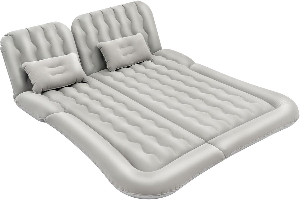 Luchtbed 2 Personen - Opblaasbaar Matras Auto - Kamperen Reizen - Flexibele Dubbele Wand - 174 x 126 cm - Grijs