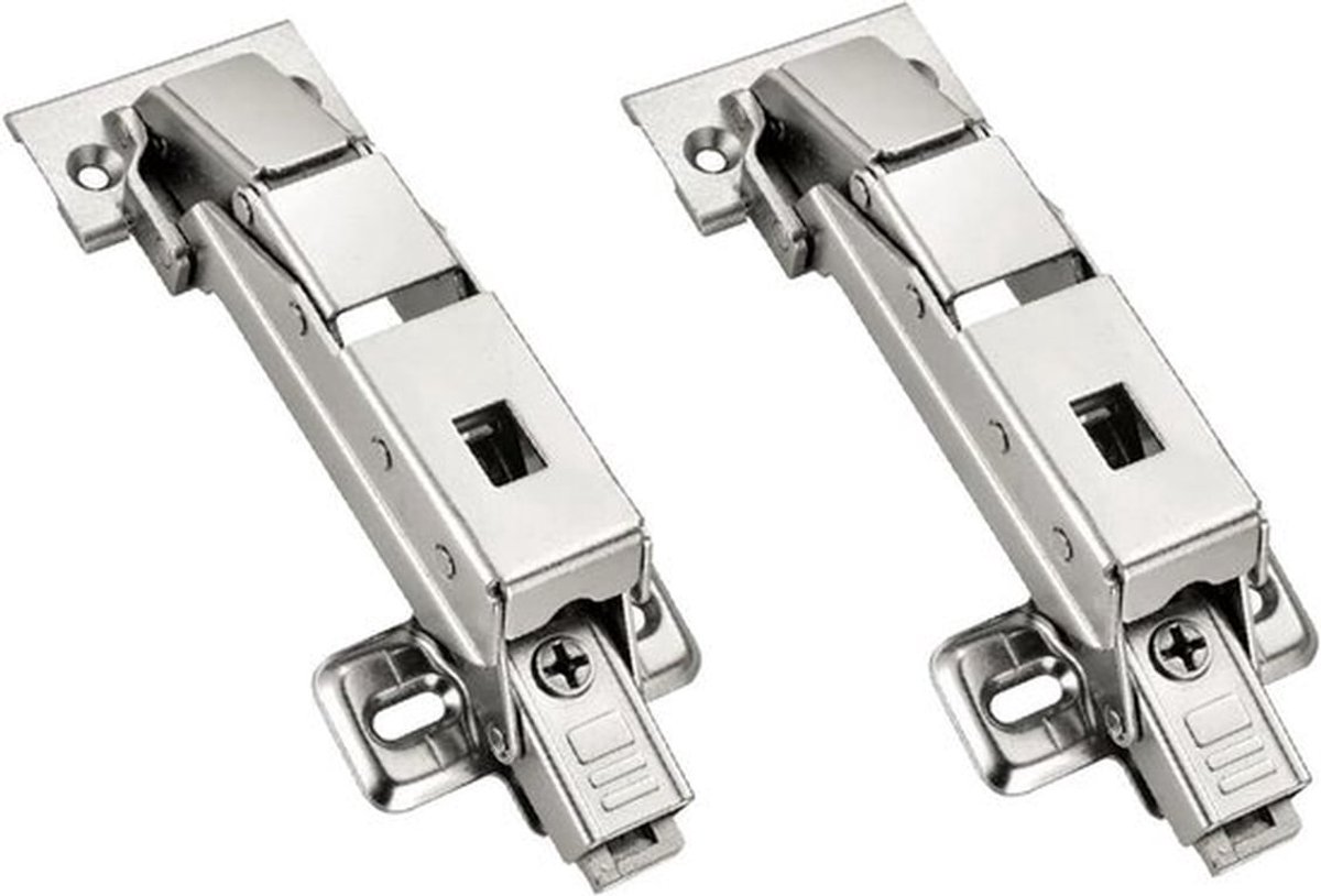Clip-On Scharnieren voor Keukenkast Kastdeur - Zacht Sluiten - Hydraulische Demper - Automatische Scharnier - Geïntegreerde Demping - Binnenliggend - Voorliggend - 2 Stuks