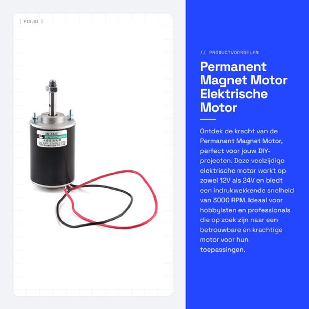 Permanent Magnet Motor - Elektrische Motor - Hoge Snelheid - 12/24V - Reversible Motor - Duurzaam en Stil - Ideaal voor DIY Projecten