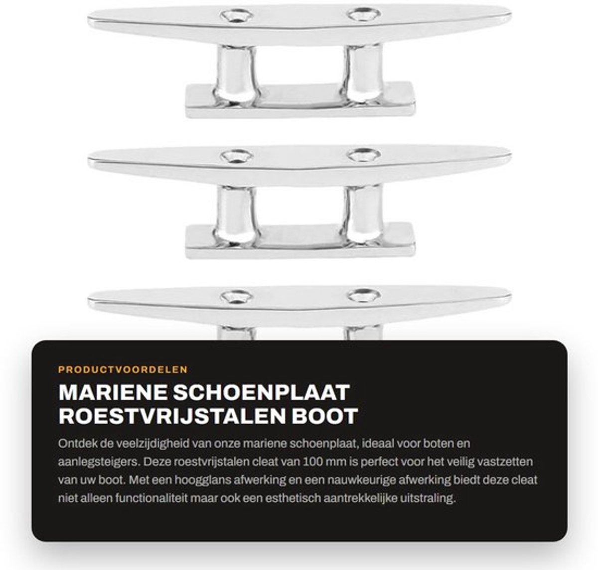 Dock Cleat 100 Mm - 4 Stuks - Roestvrij Staal - Mariene Schoenplaat - Corrosiebestendig - Eenvoudig te Installeren - Bootcleat