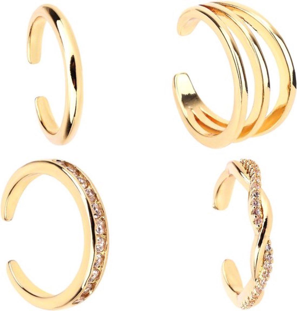 Set van 4 Verstelbare Teenringen voor Dames - Zirkonia Band - Zomerse Strandvoetsieraden