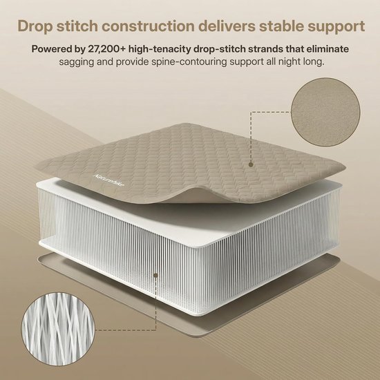 Luchtbed met Pomp - Opblaasbaar Matras - Logeren en Kamperen - Duizenden Verenstructuur - 205x185x20 cm - Grijs — afbeelding 5