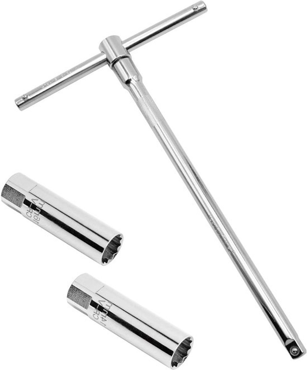 Bougiesleutel Verwijderaar en Installateur Gereedschapsset 12-Punts 3/8" 14 mm & 16 mm T-Moersleutel Aandrijfkoppel Verstelbaar