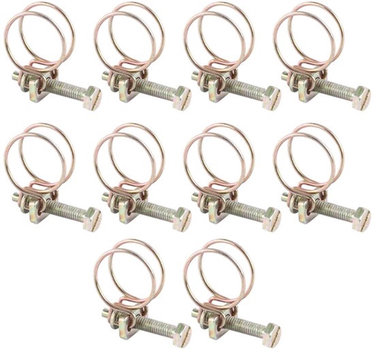 Barb-klem voor waterslang - Slangklemmen - Sterke Bevestiging - Goudkleurig - Dubbel Draad - Handig voor Tuin en Kluswerk - 19mm