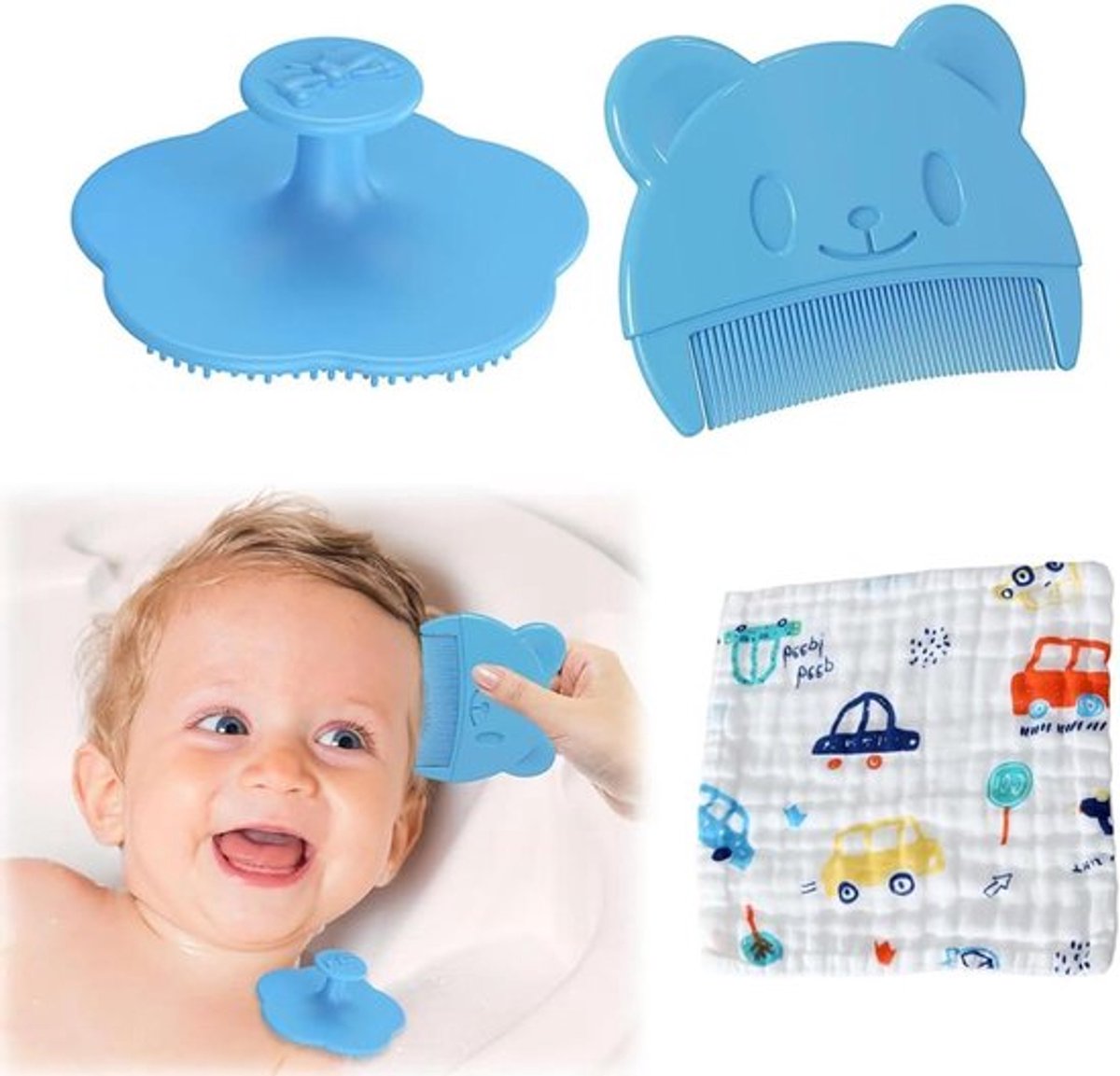 Zachte borstel en kam set voor pasgeboren baby's met melkkorsten, geschikt voor babyfeestjes