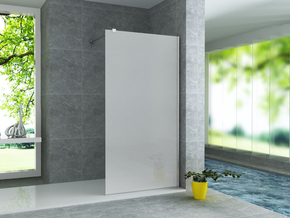 ILYA OPAL Inloopdouche Douchewand 90x200 cm - Melkwit Veiligheidsglas 8 mm - Chroom Profiel - Antikalk