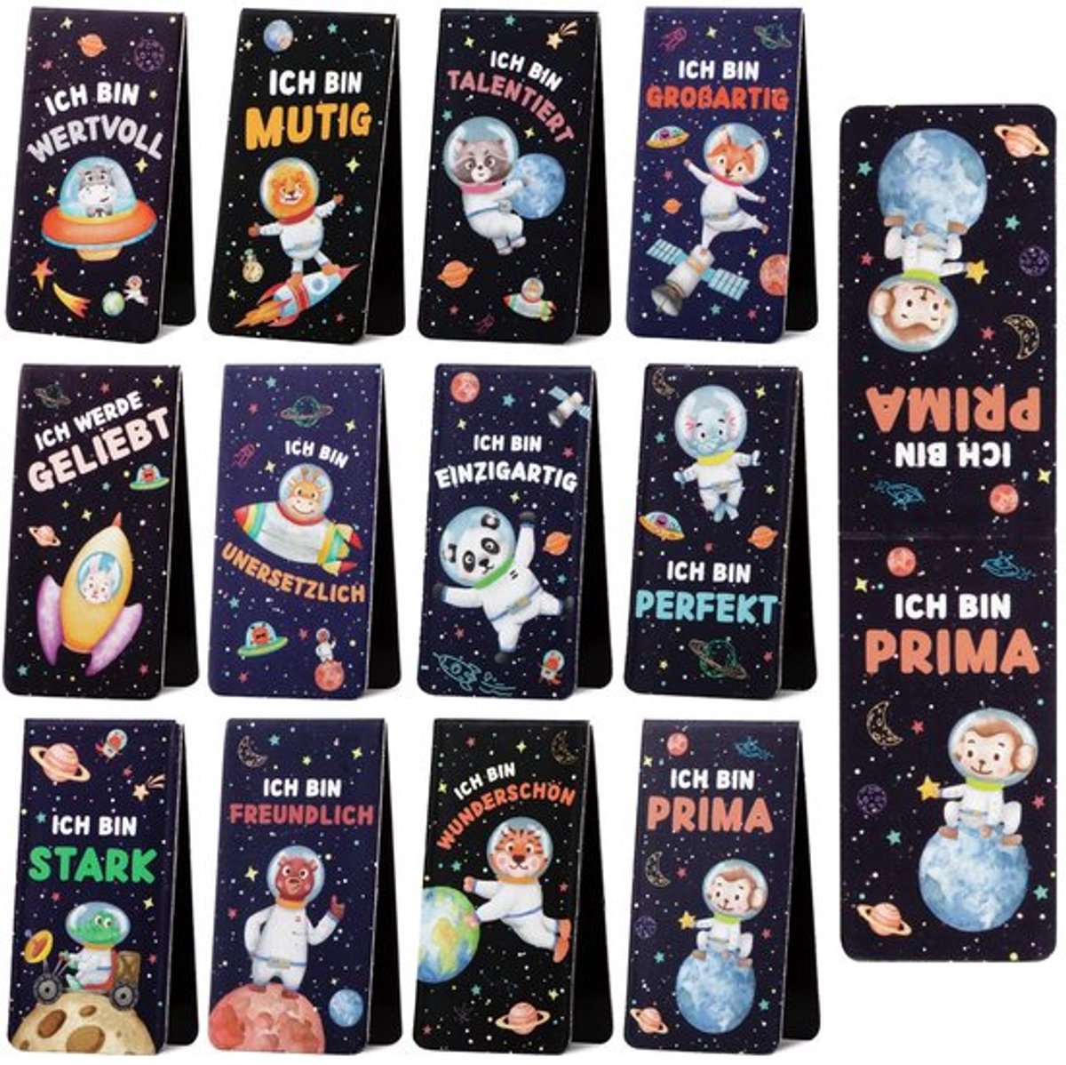 Set van 12 Magnetische Boekenleggers met Inspirerende Citaten voor Kinderen