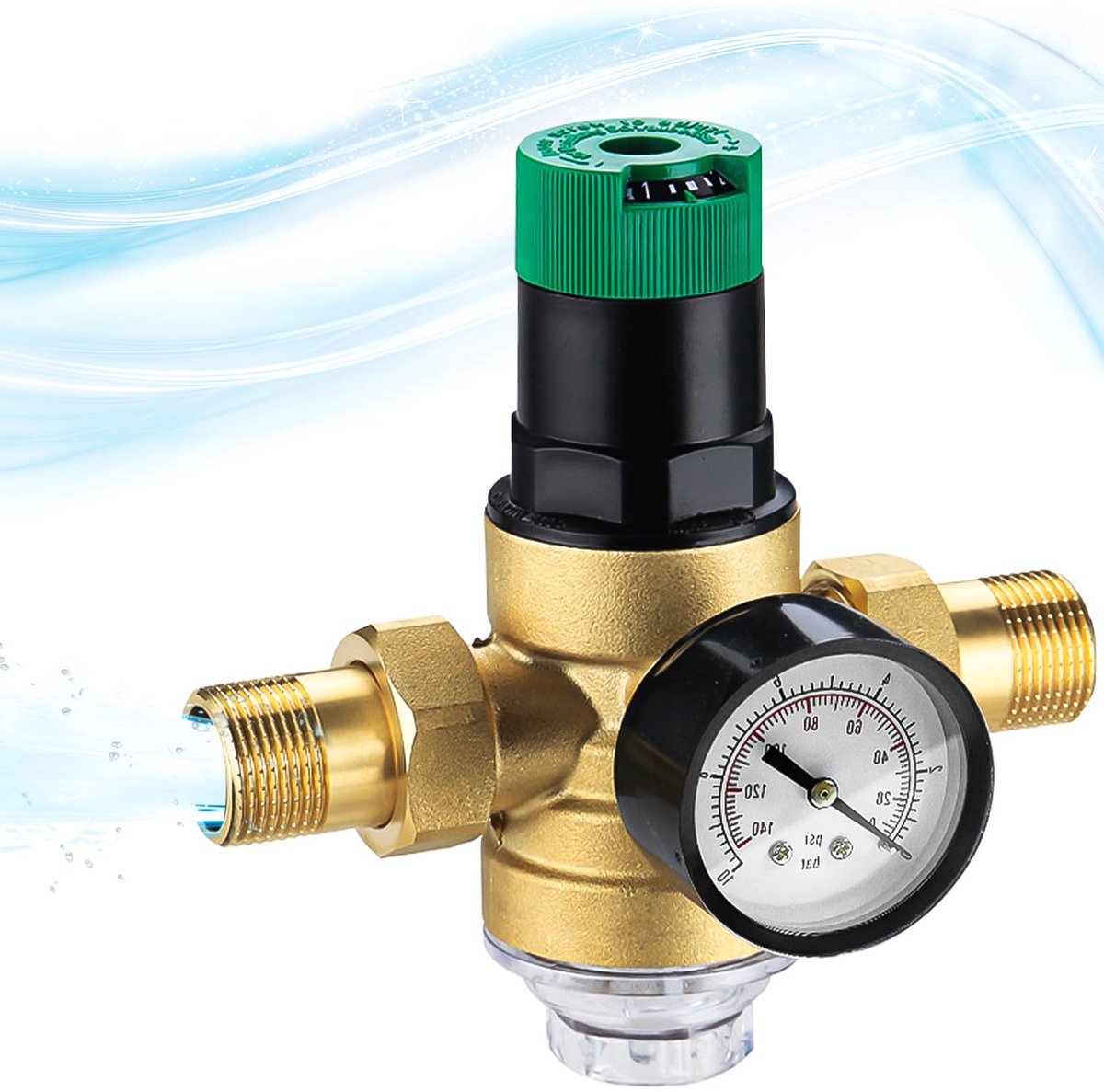 Dailygoods- Drukregelaar water 3/4 inch - Waterdrukmeter - Messing - Duurzaam - Instelknop - Bescherming tegen overdruk - Waterdrukregelaar