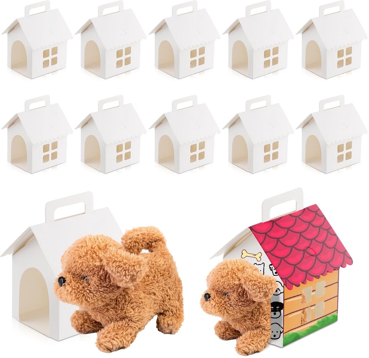 Dailygoods- Hondenhokjes 24 stuks - Opvouwbare geschenkdozen - Antislip - Handvatten - Raampjes - Duurzaam papier
