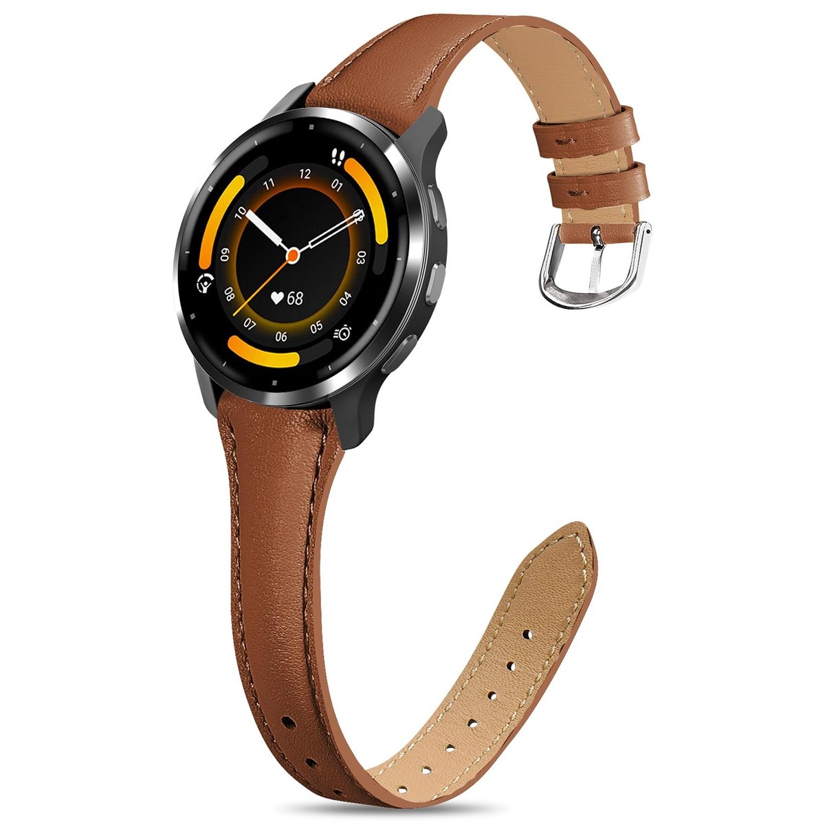 Dailygoods- Horlogebandje 18 mm - Zacht Leer - Sporthorlogebandje - Compatibel met Garmin Venu 3S/2S - Vivoactive 4S/Forerunner 265S - Ademend Comfort - Horlogearmband