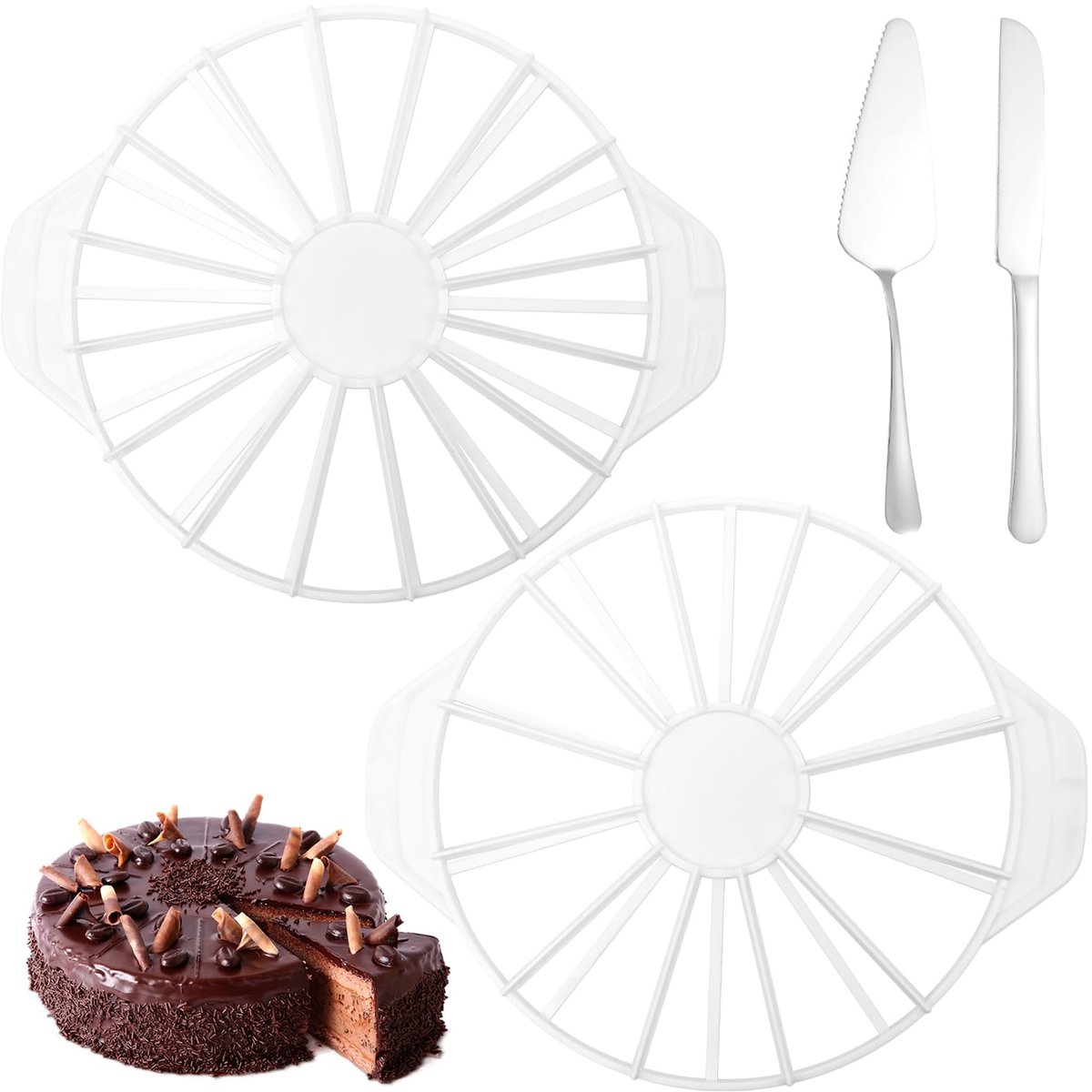 Dailygoods - Taartverdelers 2 Stuks met Taartmes en Taartschep - Voor Professioneel Bakken
