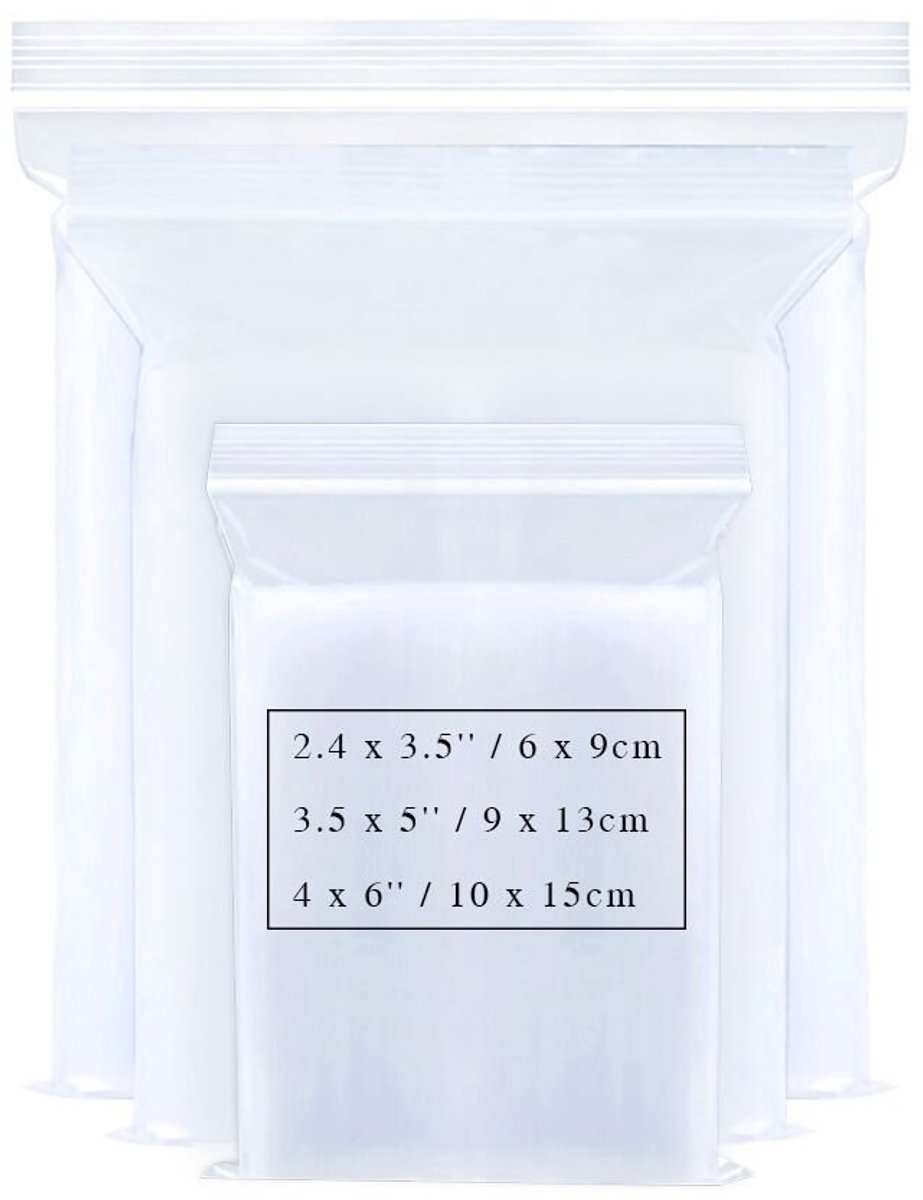 Dailygoods - Doorzichtige Ritssluiting Zakjes voor Sieraden - 300 Stuks in 3 Maten