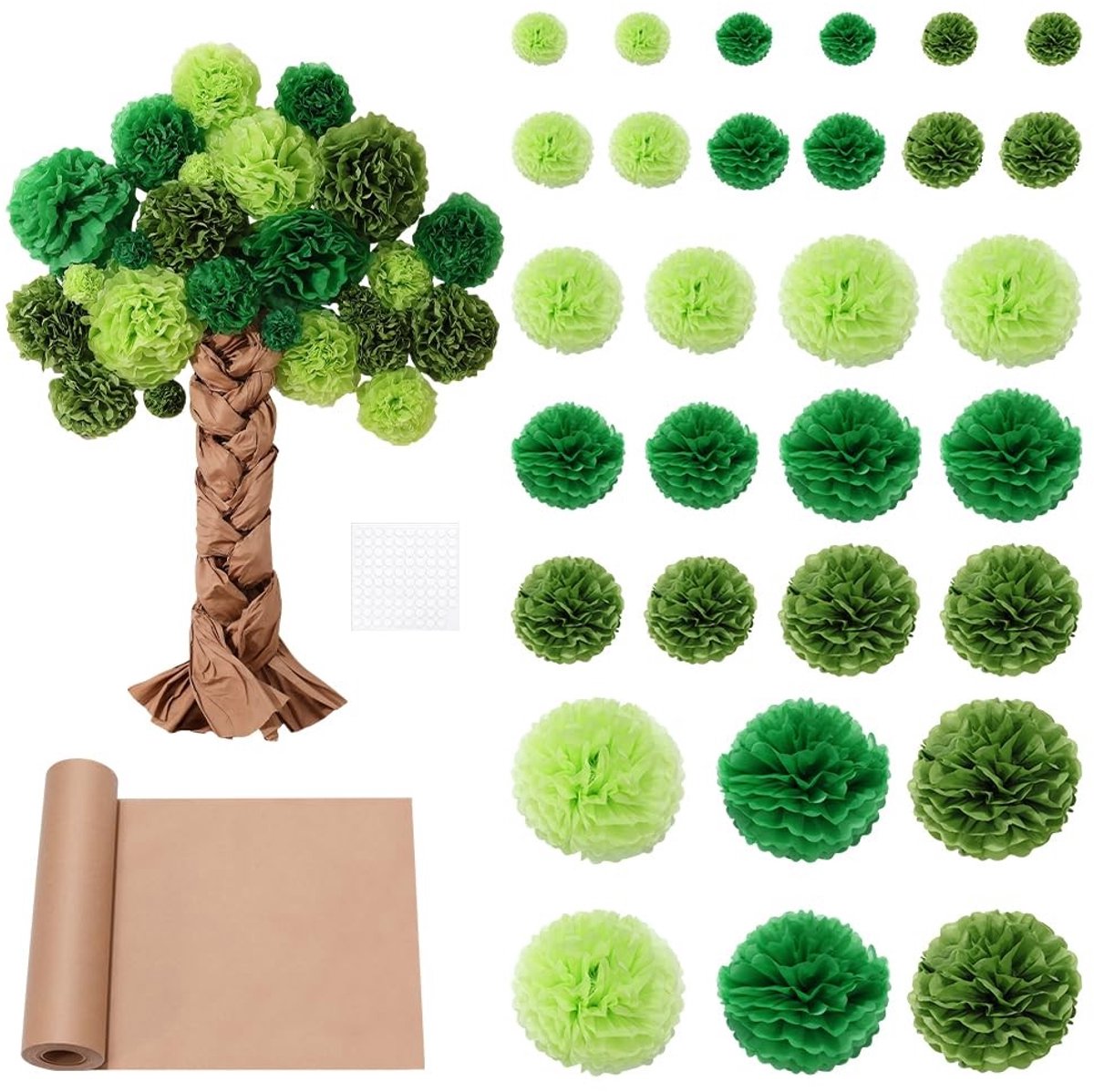 Dailygoods - DIY Kartonnen Bomen Prikbord Set - 30 Stuks Papieren Bloemen