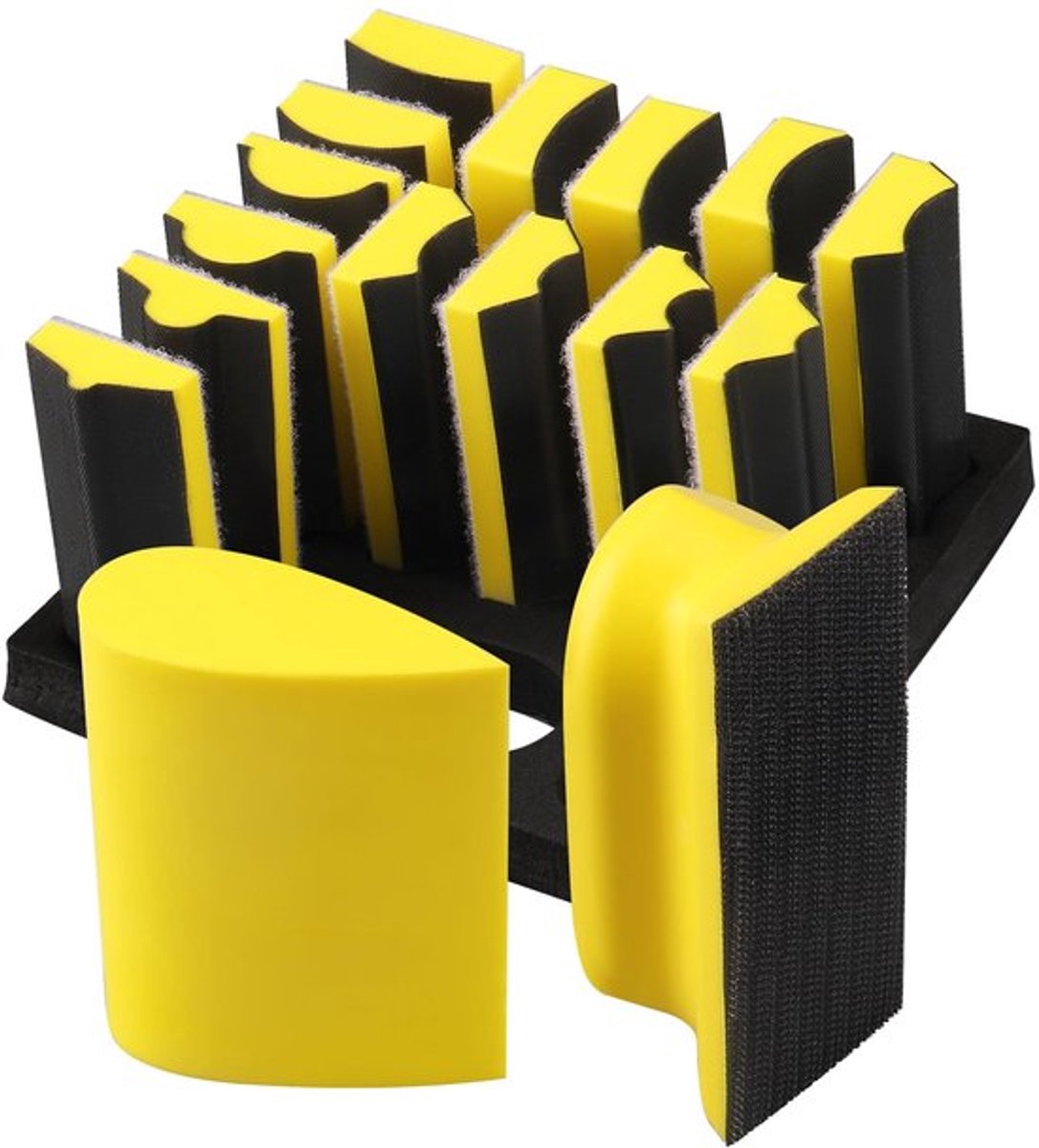- Hand Schuurblok Set - Schuurpad - Voor Houtbewerking - 16 Stukken - Convex en Concaaf - Voor Meubelrestauratie - Geschikt voor Auto Schil...