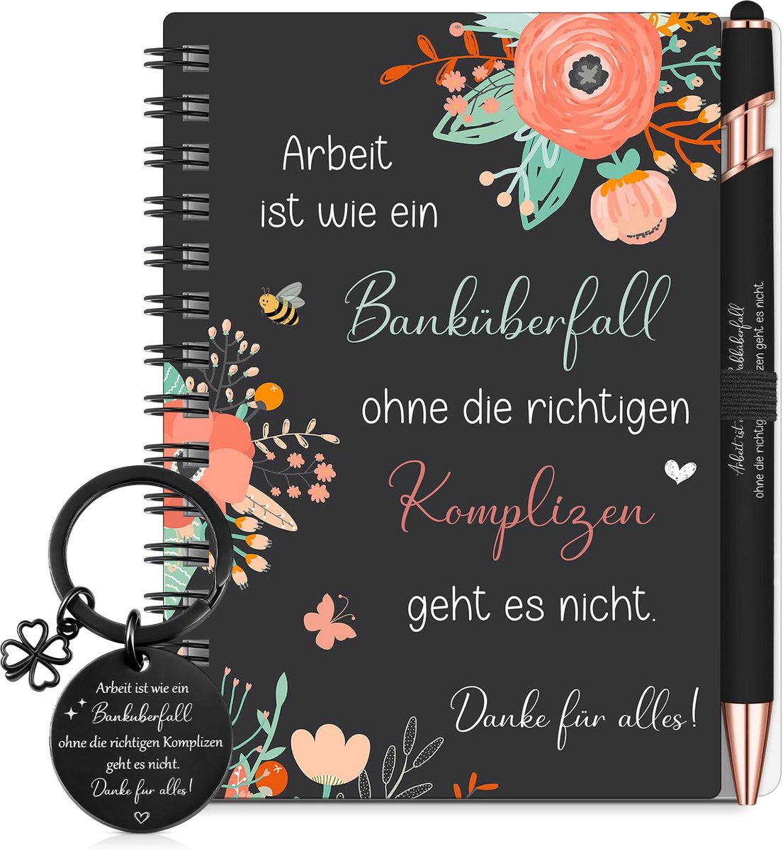 Dailygoods - Bedankcadeau voor Collega - Afscheidscadeau met Notitieblok, Sleutelhanger en Balpen