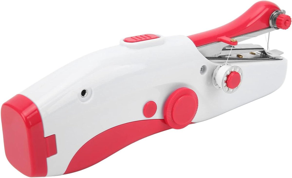 Handnaaimachine - Draagbare Naaimachine - Doe-het-zelf Knutselen - Ergonomische Handgreep - 27D x 13W x 6H cm - Rood