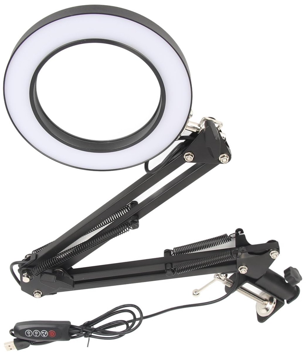 Dailygoods - Vergrootglas Bureau Lamp 10x - Verstelbare Arm en Basis voor Precisiewerk