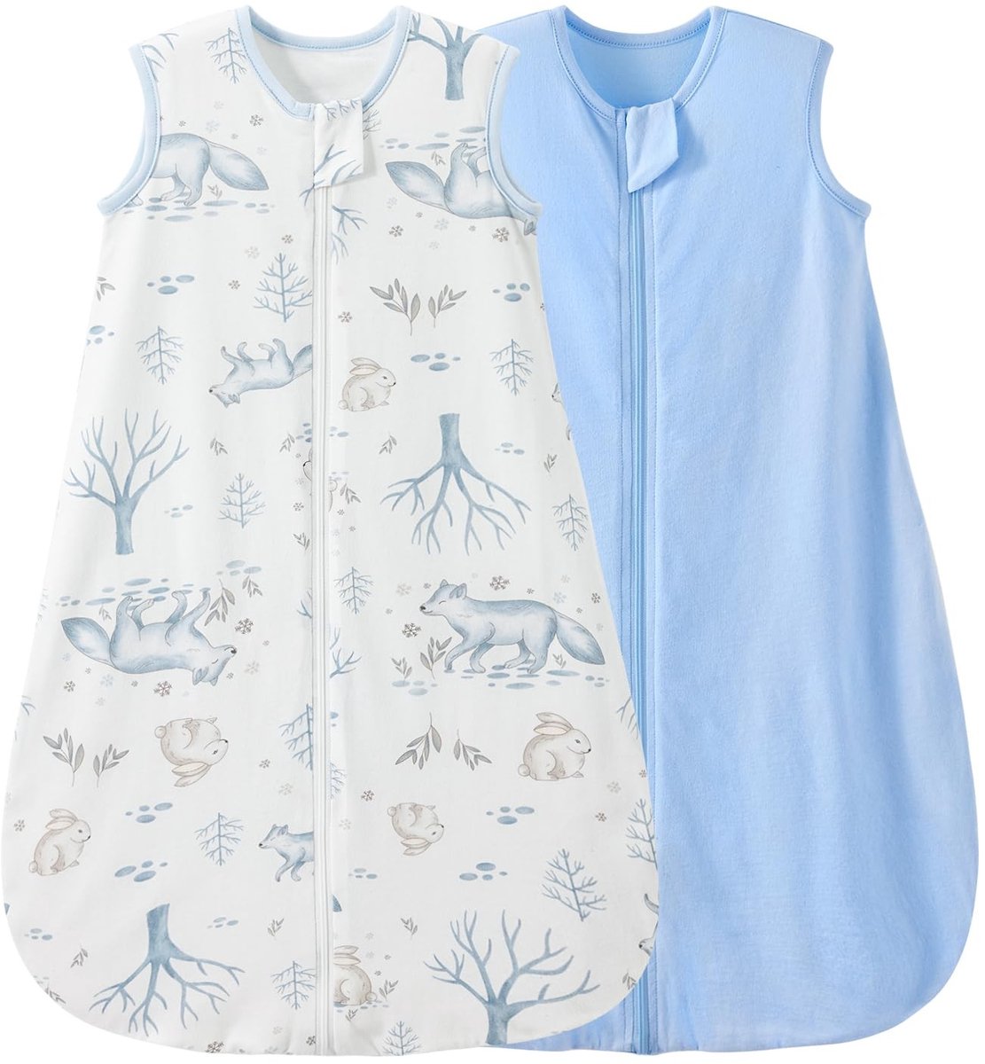 Dailygoods - Baby Slaapzak Set van 2 - 1.0 Tog Katoenen Slaapzakken voor Alle Seizoenen, 6-18 Maanden, Konijn en Vos