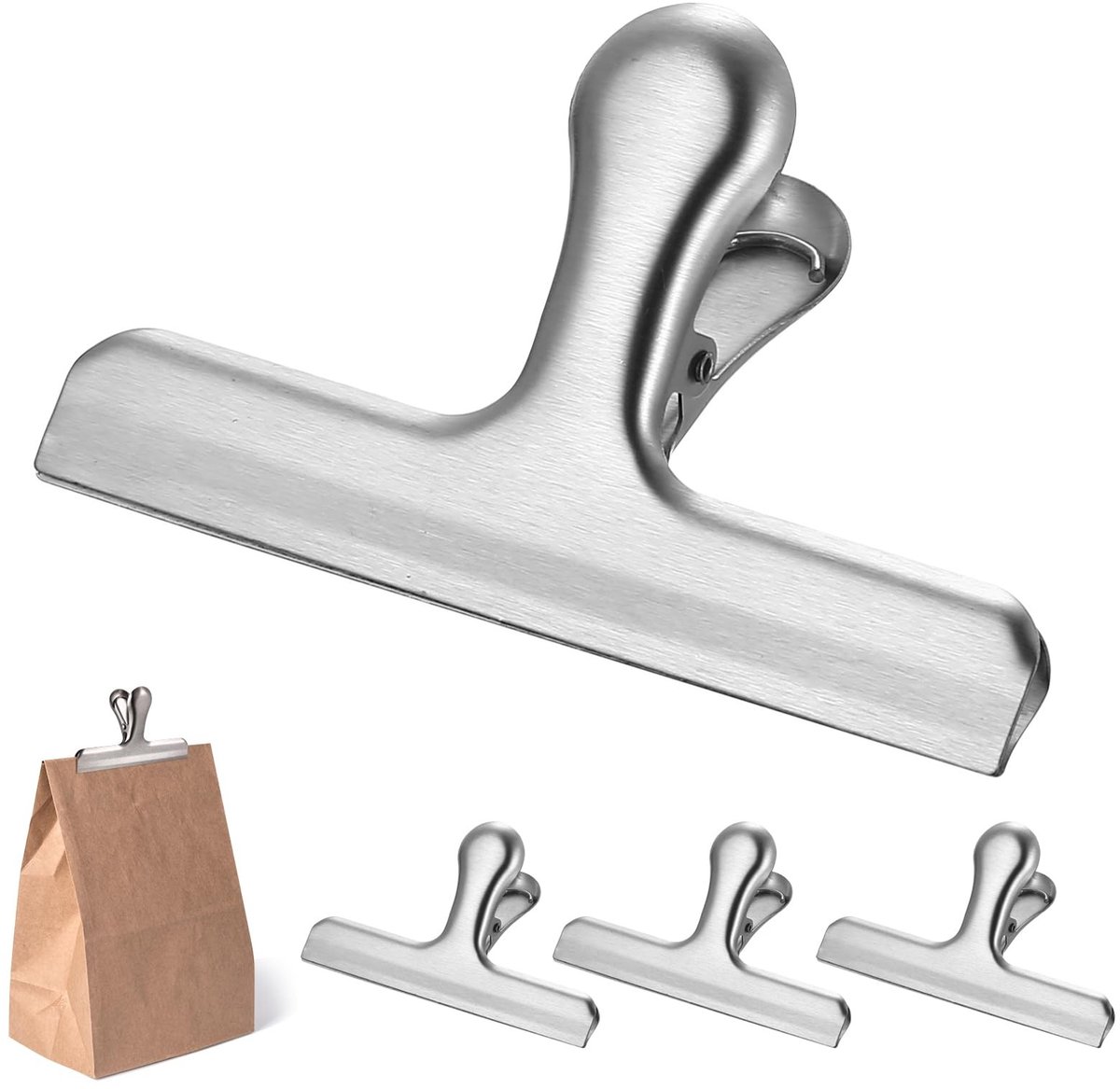 Dailygoods- Sluitklemmen 4 Stuks - Metalen Klemmen - Corrosiebestendig - Afdichtingsprestaties - Voedselzakken - Hygiënisch en Duurzaam