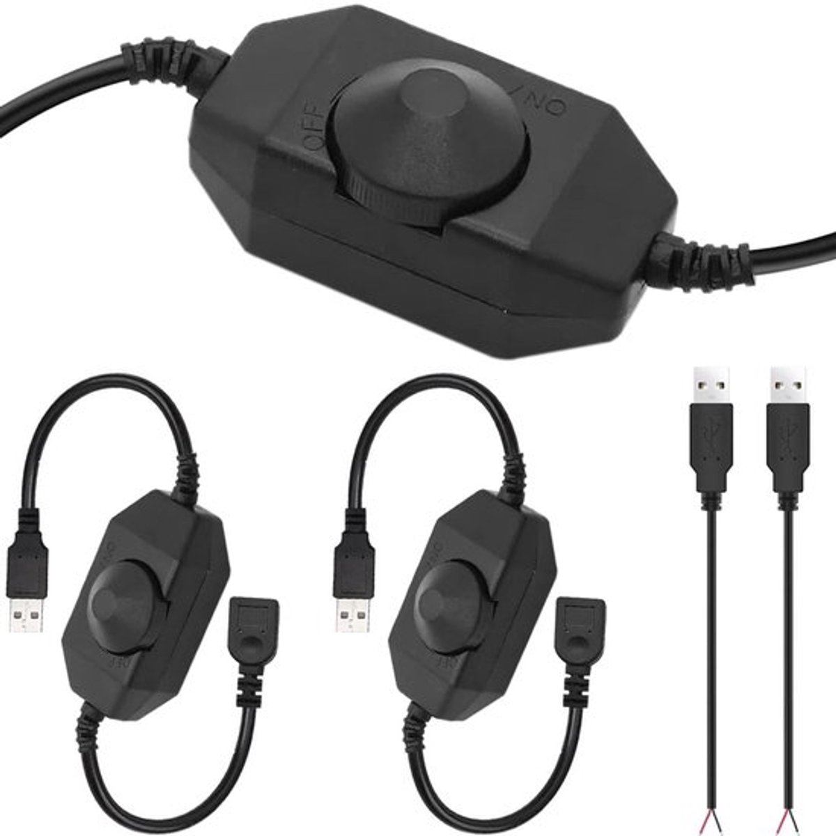 LED-stripdimmer - dimbare rotatieschakelaar - 2 stuks - USB-aansluiting - eenvoudige installatie - Geschikt voor LED-verlichting - Kleu