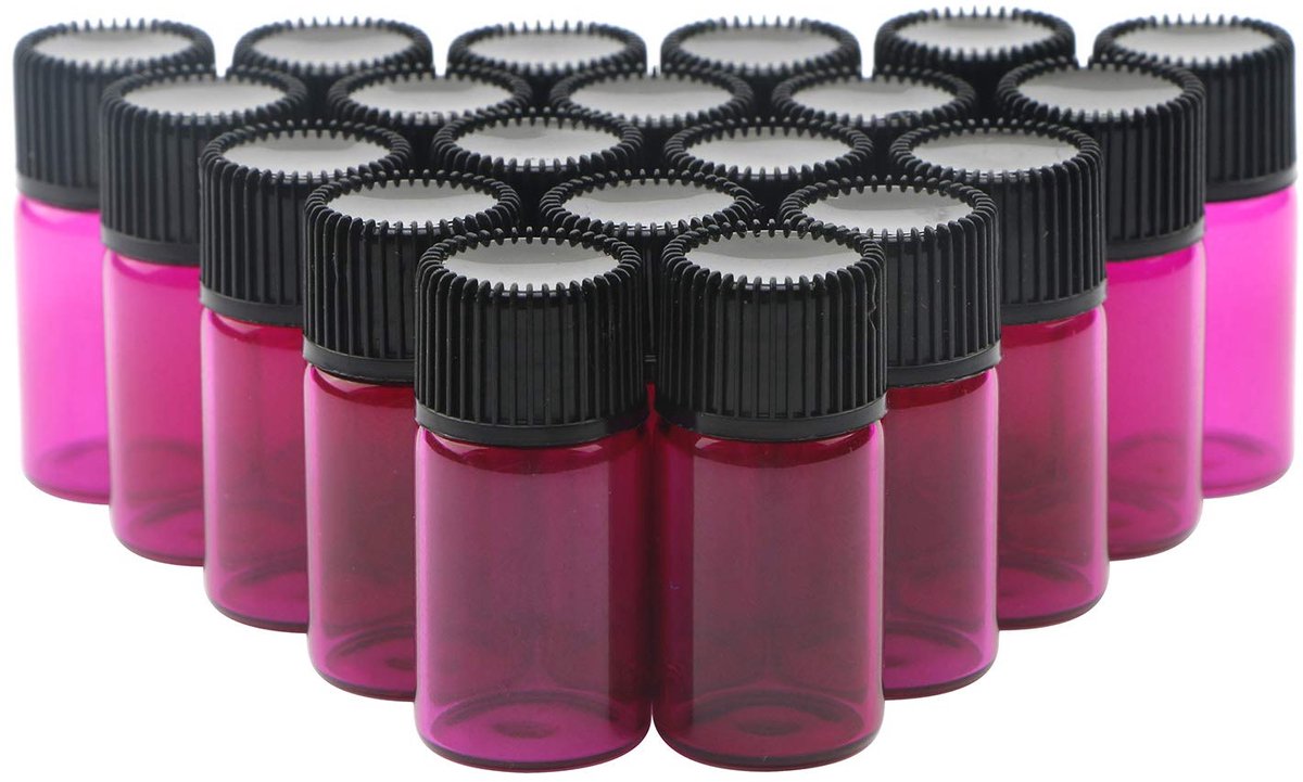 Dailygoods - Mini Essentiële Olie Diffuser Flesjes - 20 Stuks 3ml Roze Rood met Schroefdop