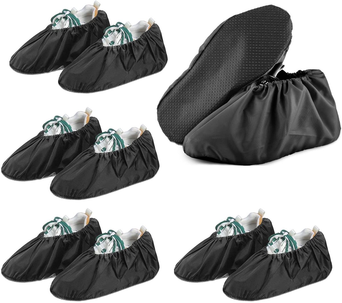 Dailygoods - 4 Pairs Herbruikbare Overschoenen met Antislip Zool - Waterdichte Oxford Katoen Schoenbeschermers