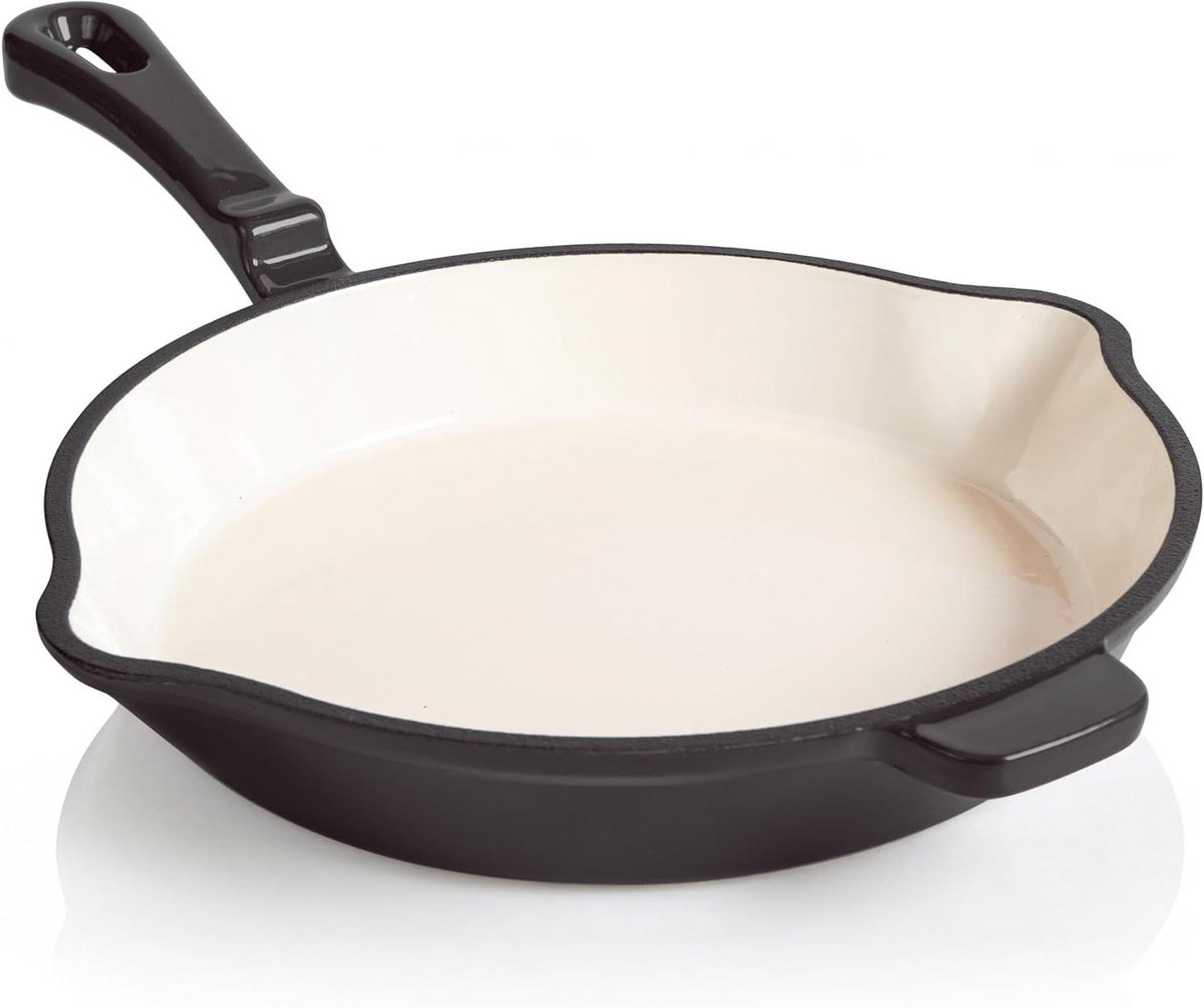 Gietijzeren Braadpan Koekenpan Emaille Scherp Braden PFAS-vrij Emaille 24 cm Antraciet