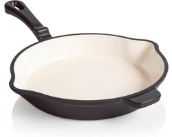 Gietijzeren Braadpan - Koekenpan Emaille - Scherp Braden - PFAS-vrij Emaille - 24 cm - Antraciet