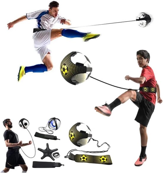 Voetbal Trainingsapparaat - Solotrainer Voetbal - Balvaardigheid Verbeteren - Elastische Bal Riem - Taglia unica - Zwart — afbeelding 5