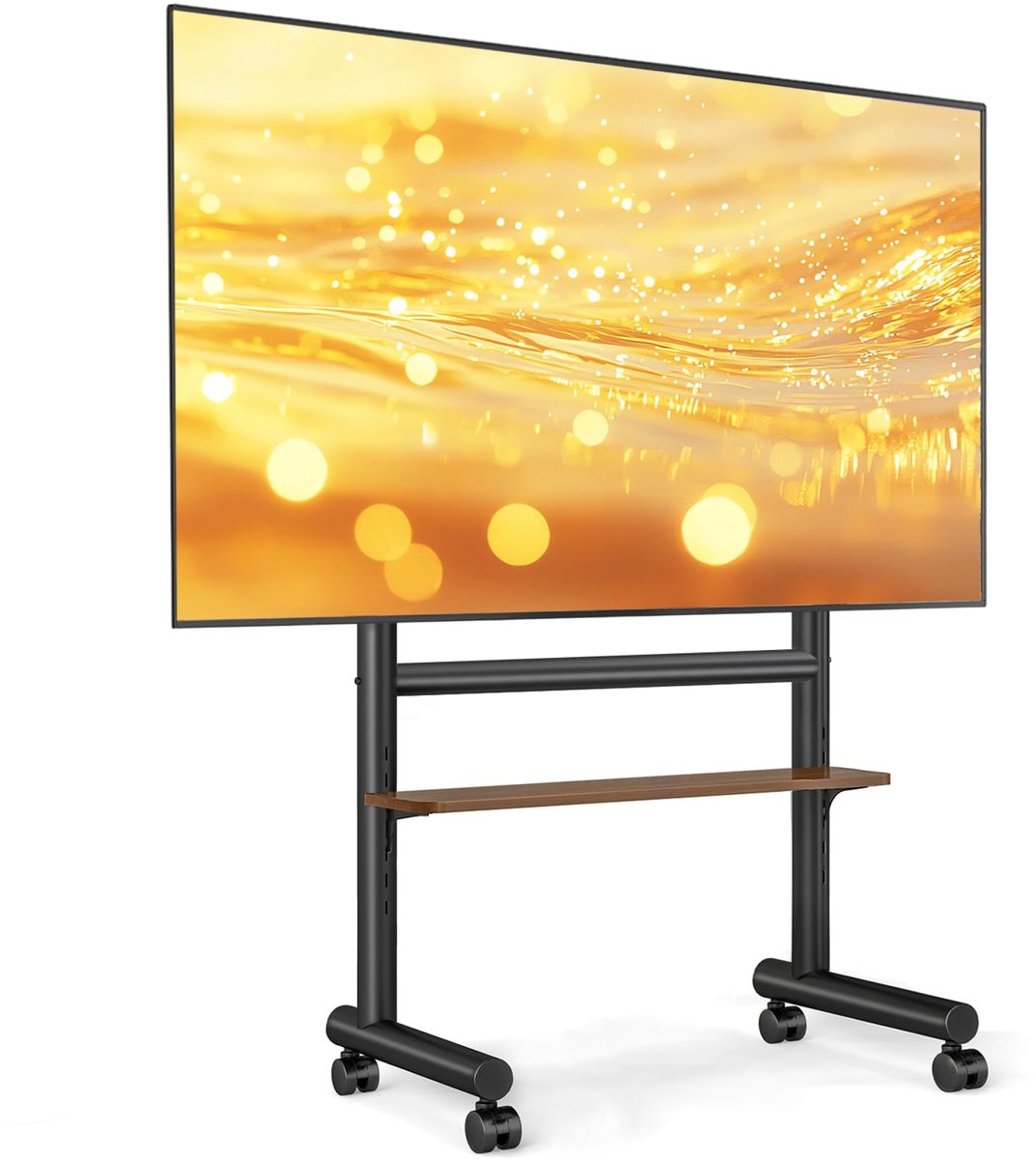 SnelShoppen - Mobiele TV-standaard met Wielen voor 40-85 Inch TV's, Verstelbaar Zwart Stalen Frame met 60 kg Draagvermogen, Ideaal voor Thuis, Feest,