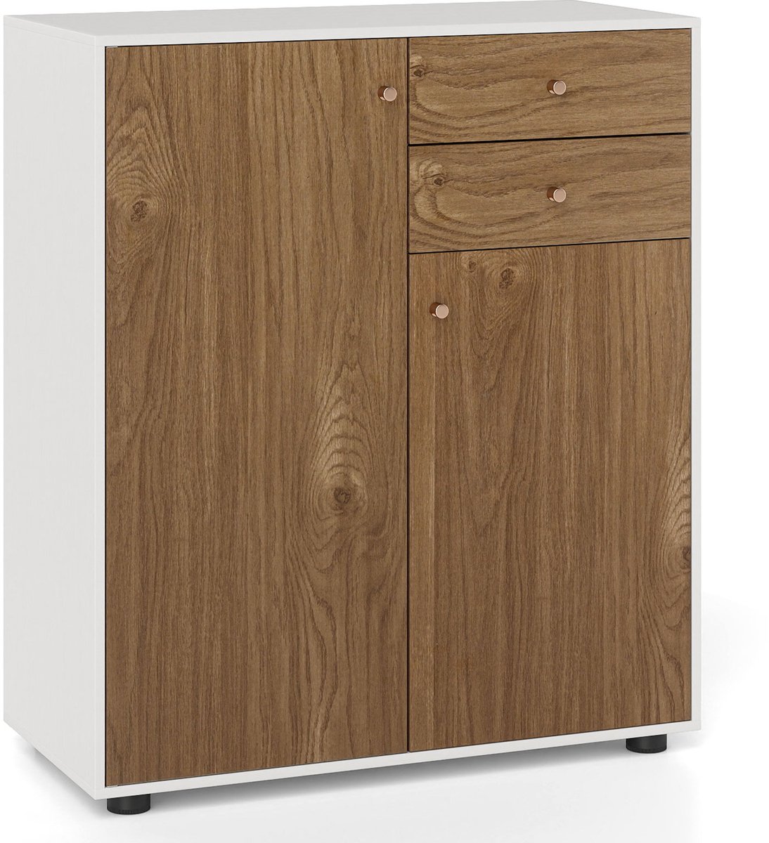 COSTWAY Buffetkast, Sideboard met 2 laden, 2 deuren en 3 verstelbare planken, Voorraadkast, Ladekast voor eetkamer, woonkamer & gang (Natuur)
