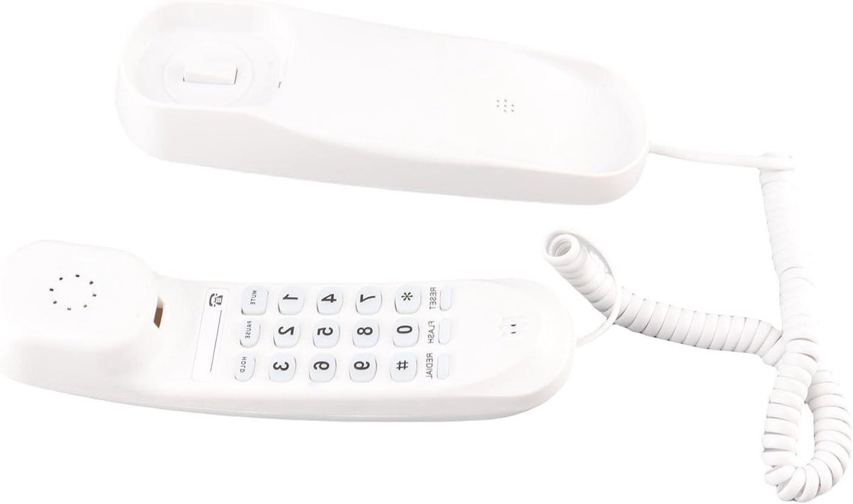 Vaste Telefoon - Huistelefoon Bureau Telefoon - Thuis Bellen - Verlichte Toetsen - 23 x 8 x 7 cm - Wit