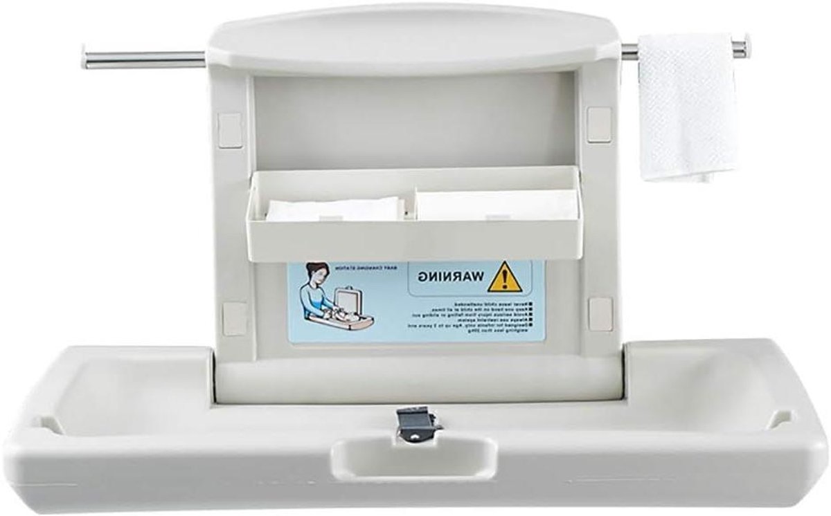 Baby Verschoonstation - Luierstation Horizontaal - Baby Verzorgen - Veiligheidsriemen - Ondersteunt 20 kg - Wit