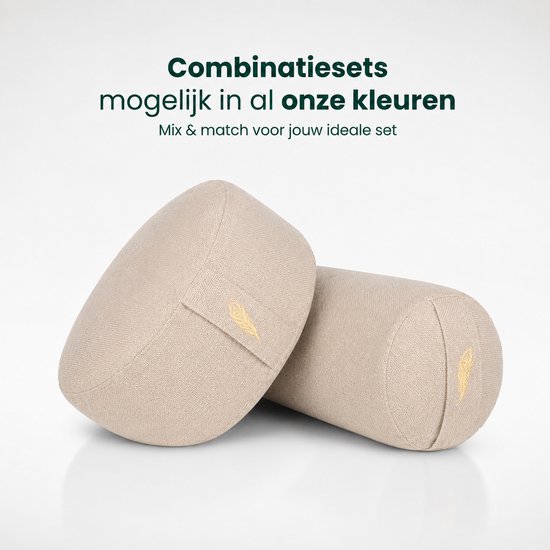 MindBaas - Meditatiekussen - Eco - Rond - Crème - Dubbel Gestikt - 15 x 33 cm (hoogte x diameter) - Yoga kussen - Yogakussen - Zit Poef - Zitkussen - Vloerkussen van MindBaas — afbeelding 4