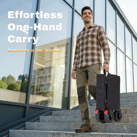 XXXL Bolderkar - Opvouwbare Transportkar - Vervoeren van Spullen - Extra Lang 118 cm - 270 liter - Zwart — afbeelding 4