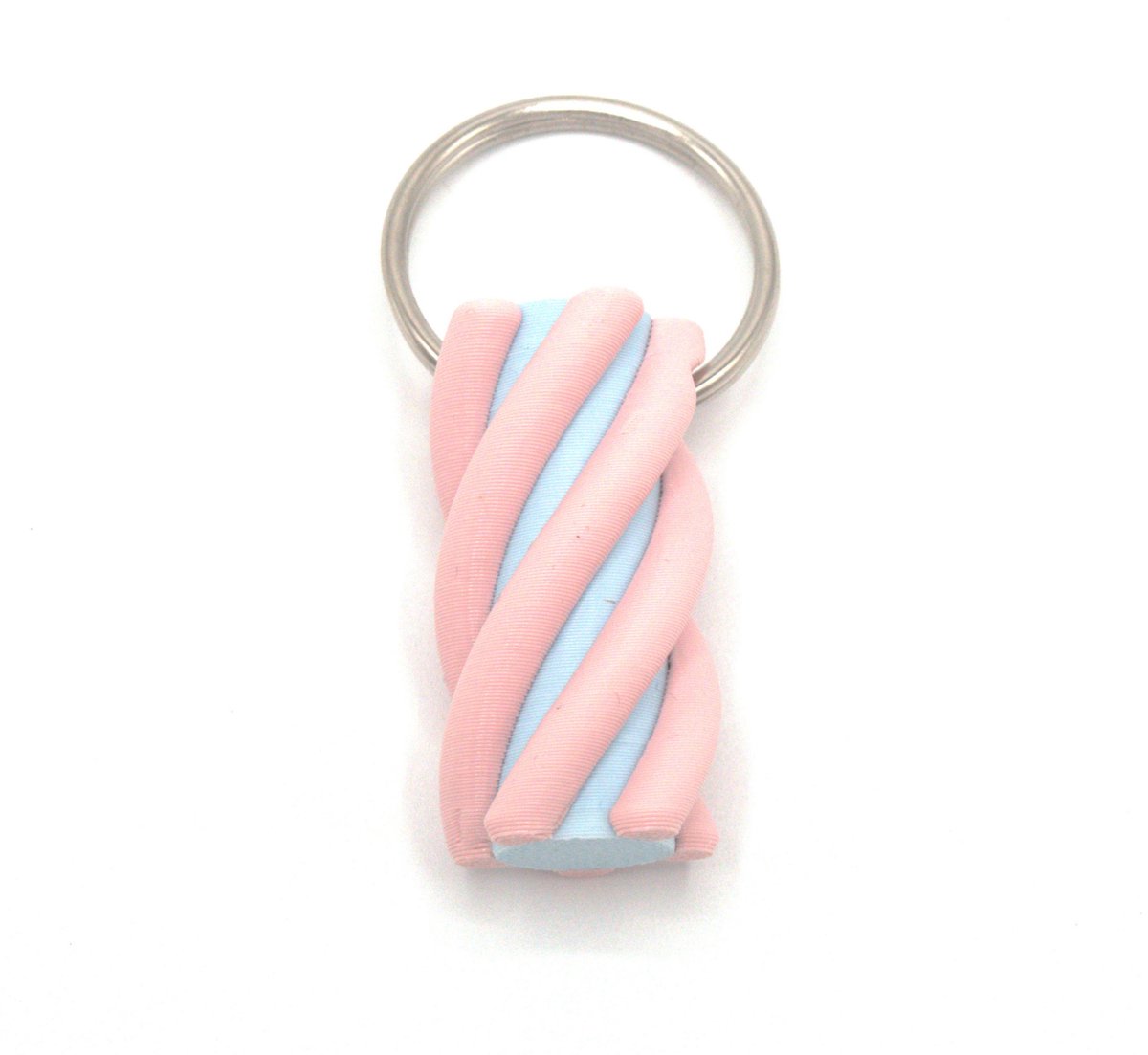Spekje Twist - Sleutelhanger - 2 kleuren - Roze- Blauw - Oud-Hollands - Spekje - Dutch Design - 3D Geprint - Bagcharm - Tashanger - Snoepje - Tas - Hanger - Geschenk - Cadeau - juffen cadeau